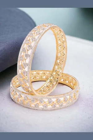 The Pari Set Of 2 Gold-Plated American Diamond-Studded Bangles