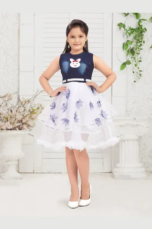 BAESD Floral Self Design Denim Fit & Flare Dress