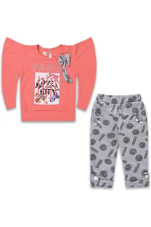 Wish Karo Girls Graphic Printed Satin Top With Trouser