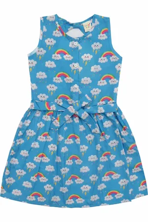 Clothe Funn Girls Conversational Printed Round Neck Cotton Fit & Flare Dress