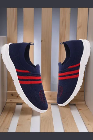 YK Girls Striped Flnit Slip-On Sneakers