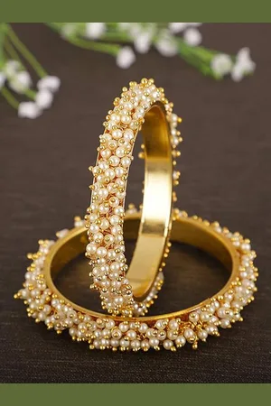 The Pari Set Of 2 Gold-Plated Beaded Bangles