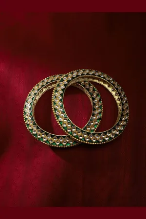 The Pari Set Of 2 Gold-Plated Kundan Studded Bangles
