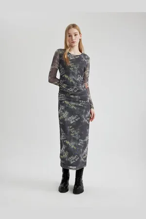 DeFacto Typography Printed Maxi Dress