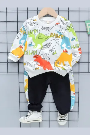 Googo Gaaga Girls Graphic Printed Pure Cotton Sweatshirt with Joggers