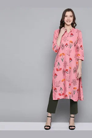 Pink Paisley Printed Cotton Kurta