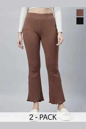 Blinkin Women Pack Of 2 Smart Flared High-Rise Plain Bootcut Trousers