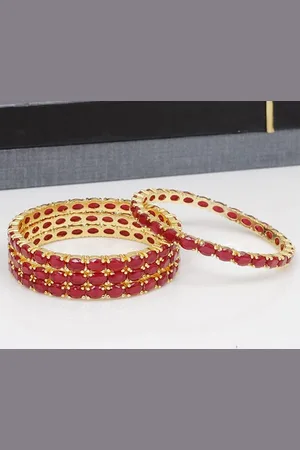 The Pari Set Of 4 Gold Plated American Diamond Bangles