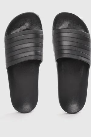 adidas Unisex Black Adilette Aqua Striped Sliders