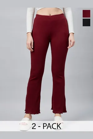 Blinkin Women Pack Of 2 Smart Flared High-Rise Plain Bootcut Trousers