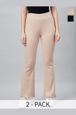 Blinkin Women Pack Of 2 Smart Flared High-Rise Plain Bootcut Trousers