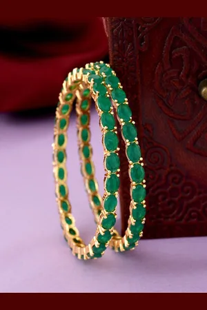 The Pari Set Of 2 Gold-Plated American Diamond-Studded Bangles
