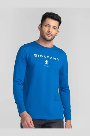 Giordano Typography Printed Cotton Long Sleeves Slim Fit T-shirt
