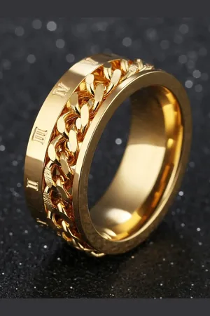 Meenaz Men Gold-Plated 92.5 Stainless Steel Band Ring