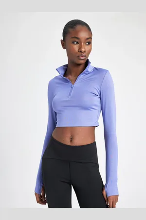 DeFacto Stand Collar Crop Gym T-shirt