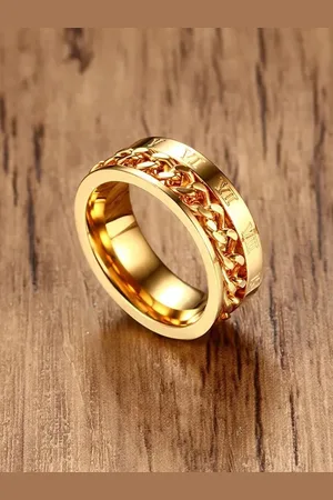 Meenaz Men Gold-Plated Stainless Steel Band Ring