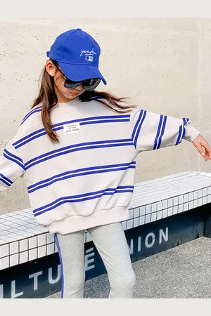 Stylecast Girls Blue & White Striped T Shirt With Trousers