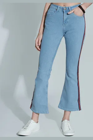 High Star Women Bootcut High-Rise Clean Look Stretchable Cropped Jeans
