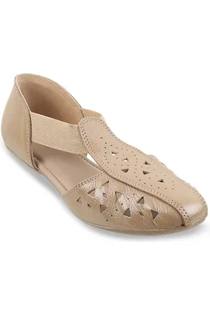 Metro Textured Leather Ballerinas With Laser Cuts