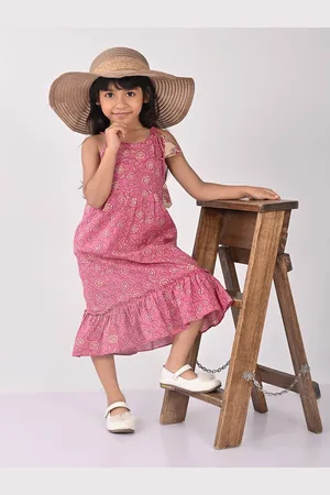 Sangria Girls Floral Printed Cotton A-Line Dress