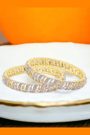 The Pari Set Of 2 Gold-Plated American Diamond Studded Bangles