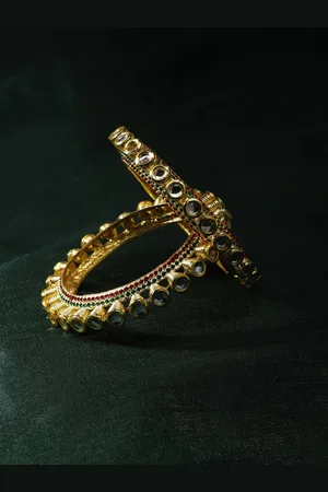 The Pari Set Of 2 Gold-Plated Stone-Studded Bangles