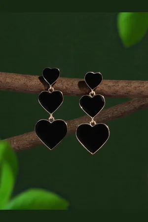 Ami Gold-Plated Heart Shaped Enamelled Drop Earrings