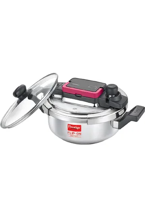 Prestige Flip-On Tri-Ply Silver Toned Stainless Steel Pressure Cooker With Glass Lid - 2 L