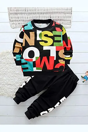 Googo Gaaga Girls Typography Printed Pure Cotton Sweatshirt with Joggers