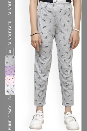 IndiWeaves Girls Pack Of 4 Printed Pure Cotton Pyjamas
