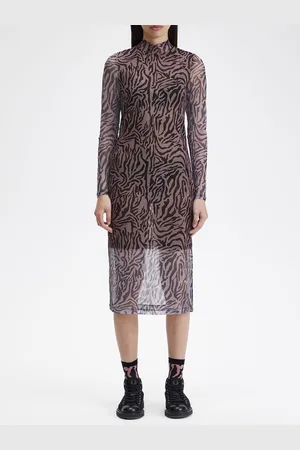 Fred Perry Abstract Printed High Neck Maxi Dress