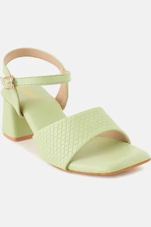 Roadster The Lifestyle Co. Green Textured Open Toe Block Heels