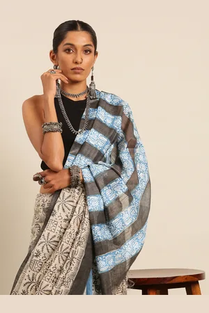 Taavi Ethnic Motifs Handloom Block Print Saree