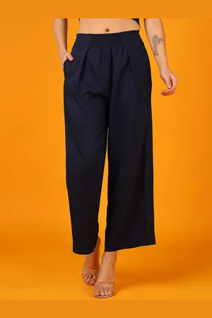 Mast & Harbour Women Flared Pleated Mid-rise Parallel Trousers