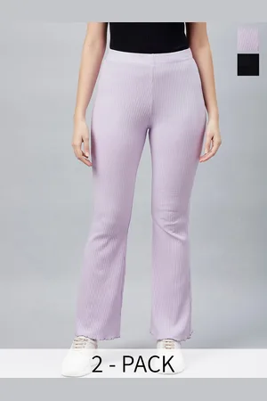 Blinkin Women Pack Of 2 Smart Flared High-Rise Plain Bootcut Trousers