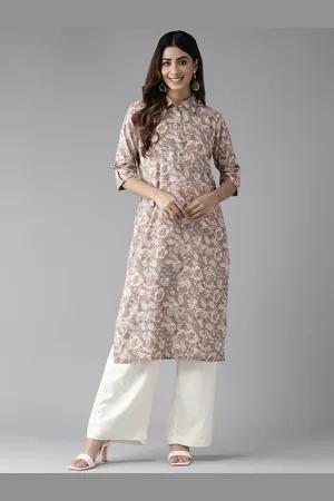 Cayman Women Floral Printed Kantha Work Straight Kurta