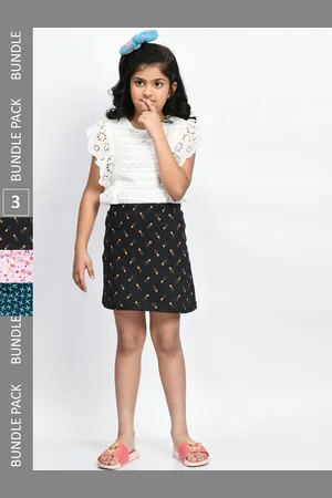 BAESD Girls Pack Of 3 Mini A-Line Pure Cotton Skirts