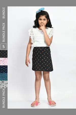 BAESD Girls Pack Of 5 Mini A-Line Pure Cotton Skirts