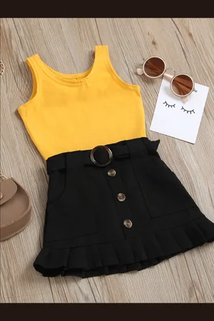 Stylecast Girls Yellow Top with Skirt