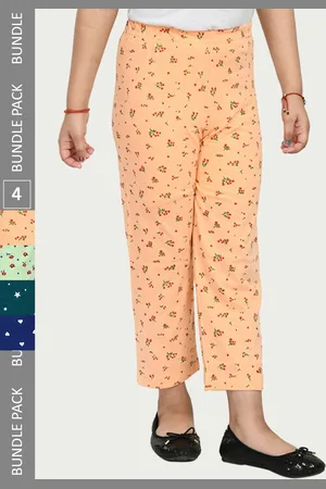 IndiWeaves Girls Pack Of 4 Printed Pure Cotton Pyjamas