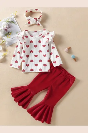 Stylecast Red Infant Girls Printed Top with Trousers