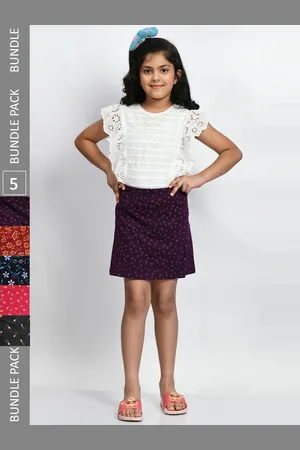 BAESD Girls Pack Of 5 Mini A-Line Pure Cotton Skirts