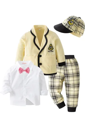 Stylecast Boys Yellow Shirt with Checked Trousers & Cap