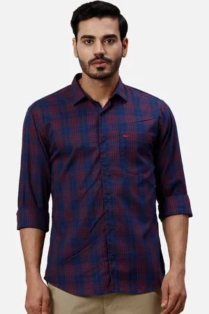 Park Avenue Checked Cotton Spread Collar Curved Slim Fit Casual Shirt