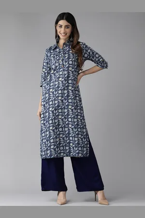 Cayman Women Floral Printed Kantha Work Kurta