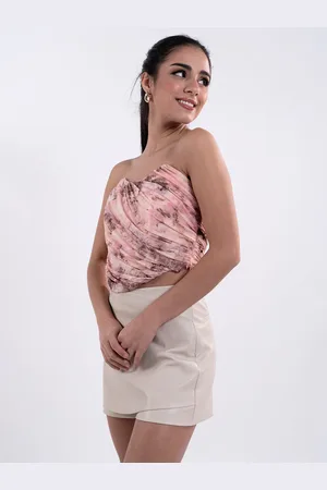 Stylecast Printed Mesh Corset Crop Top
