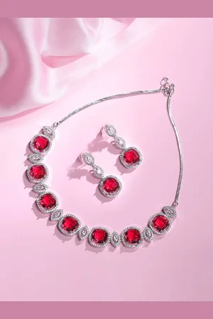Asmitta Jewellery Cubic Zirconia-Studded Necklace & Earrings