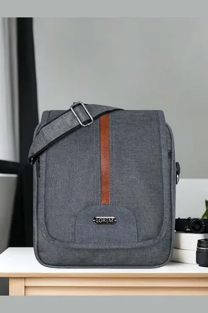 Lorem Unisex Grey Water Resistant Messenger Bag