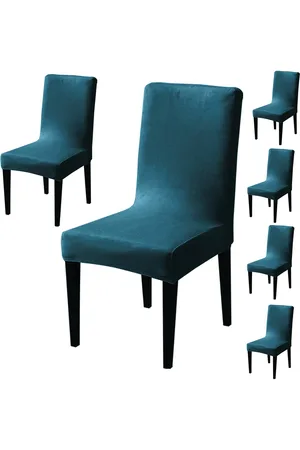 HOKIPO Turquoise Blue 6 Pieces Velvet Chair Covers