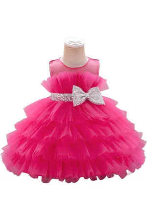Stylecast Girls Fuchsia Ruffled Fit & Flare Maxi Dress
